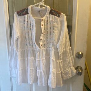 BKE White Blouse with Embroidery